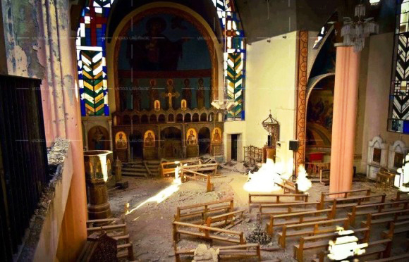 Die geplünderte melkitische griechisch-katholische Kathedrale Saydet Salama in Homs